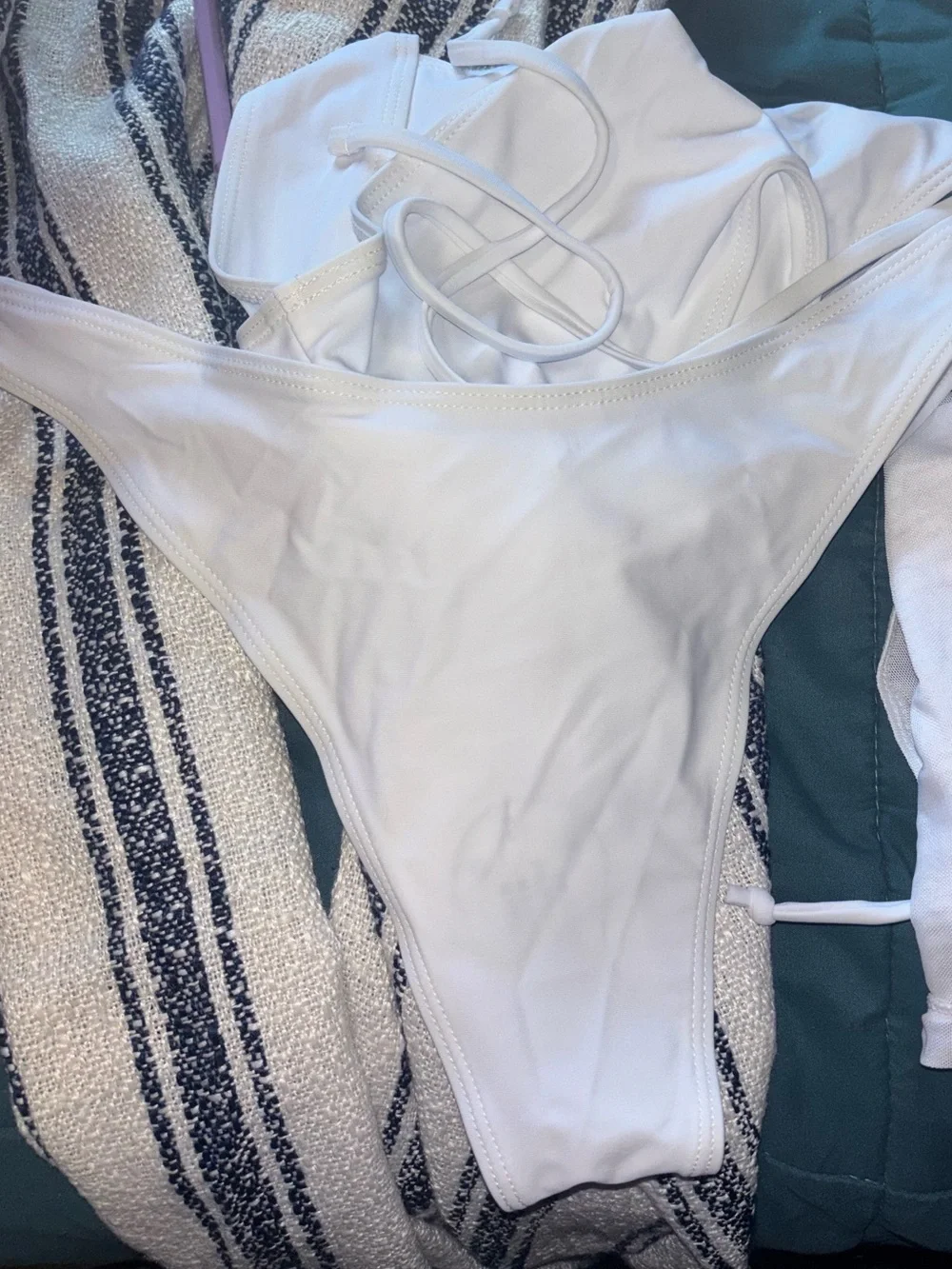 White Halter Bikini Top and Cover-Up Set Medium NWOT